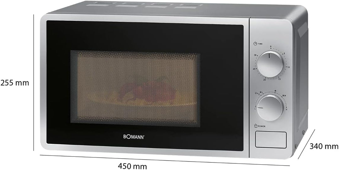 Bomann® Mikrowelle | 700 Watt | 6 Stufen | 20 Liter Garraum | 360° Drehteller | Timer mit Endsignal