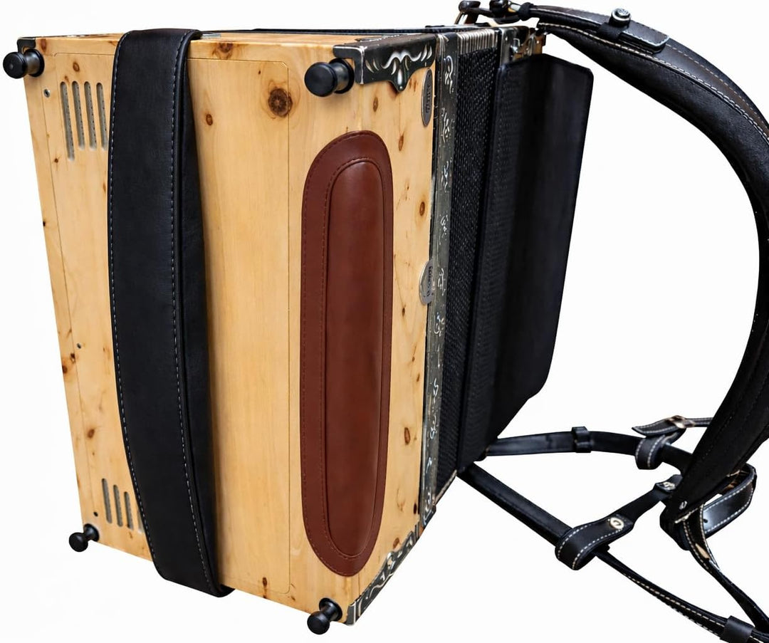 Steirische Harmonika Bassbodenleder Variante 2 + Ledereinsatz, hellbraun