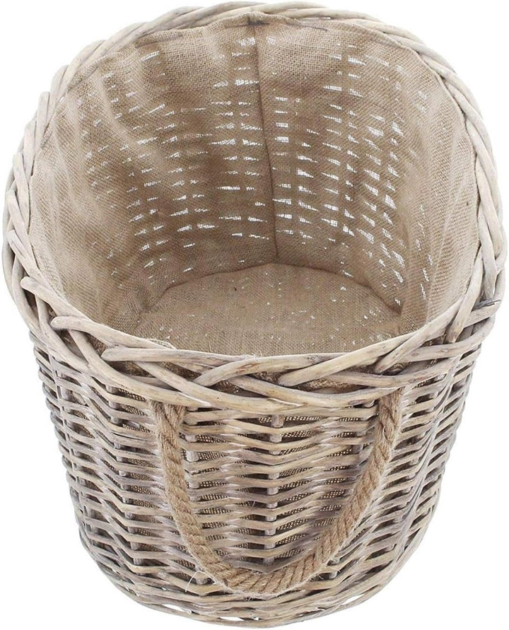 Dekoleidenschaft grosser Aufbewahrungskorb aus Weide im Shabby Look, Feuerholzkorb, Brennholzkorb (m