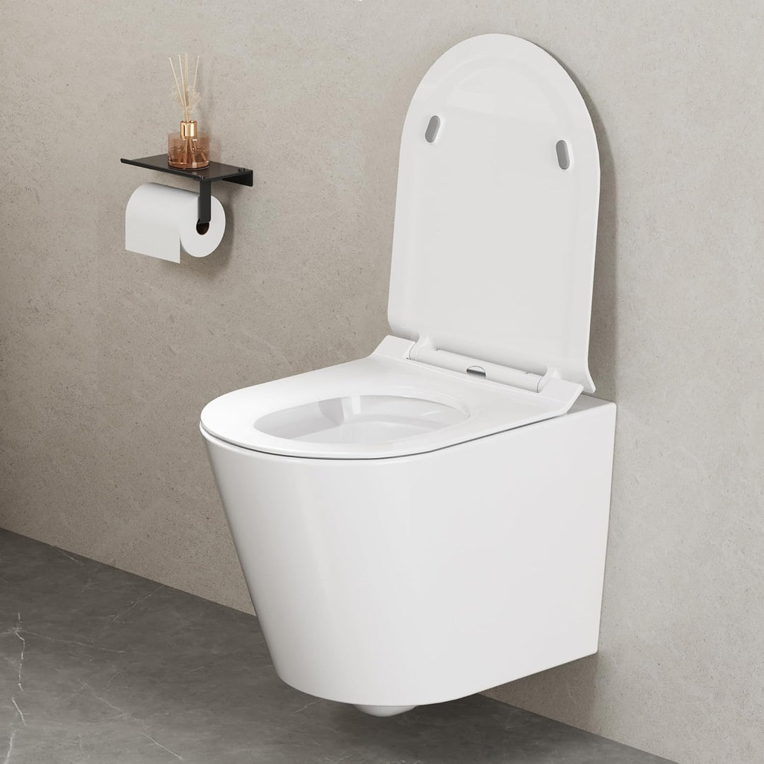 Toilettendeckel mit Absenkautomatik, WC Sitz Klobrille Toilettensitz mit Quick-Release Funktion&amp; Ver