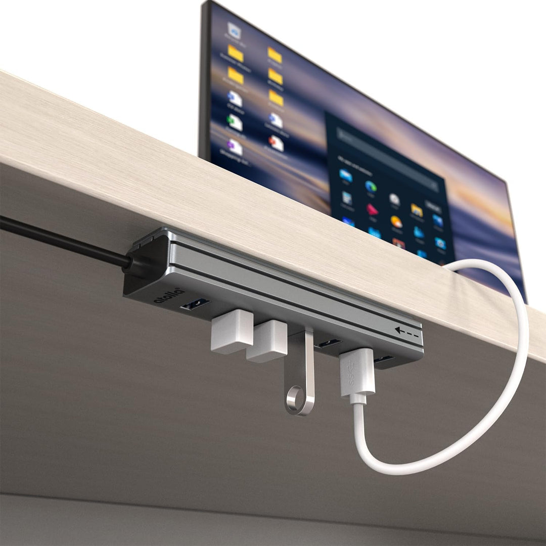 8-Port USB 3.0 Hub mit Aluminium Tischmontage Design, USB Verteiler Adapter mit 100cm Lange Kabel, 5