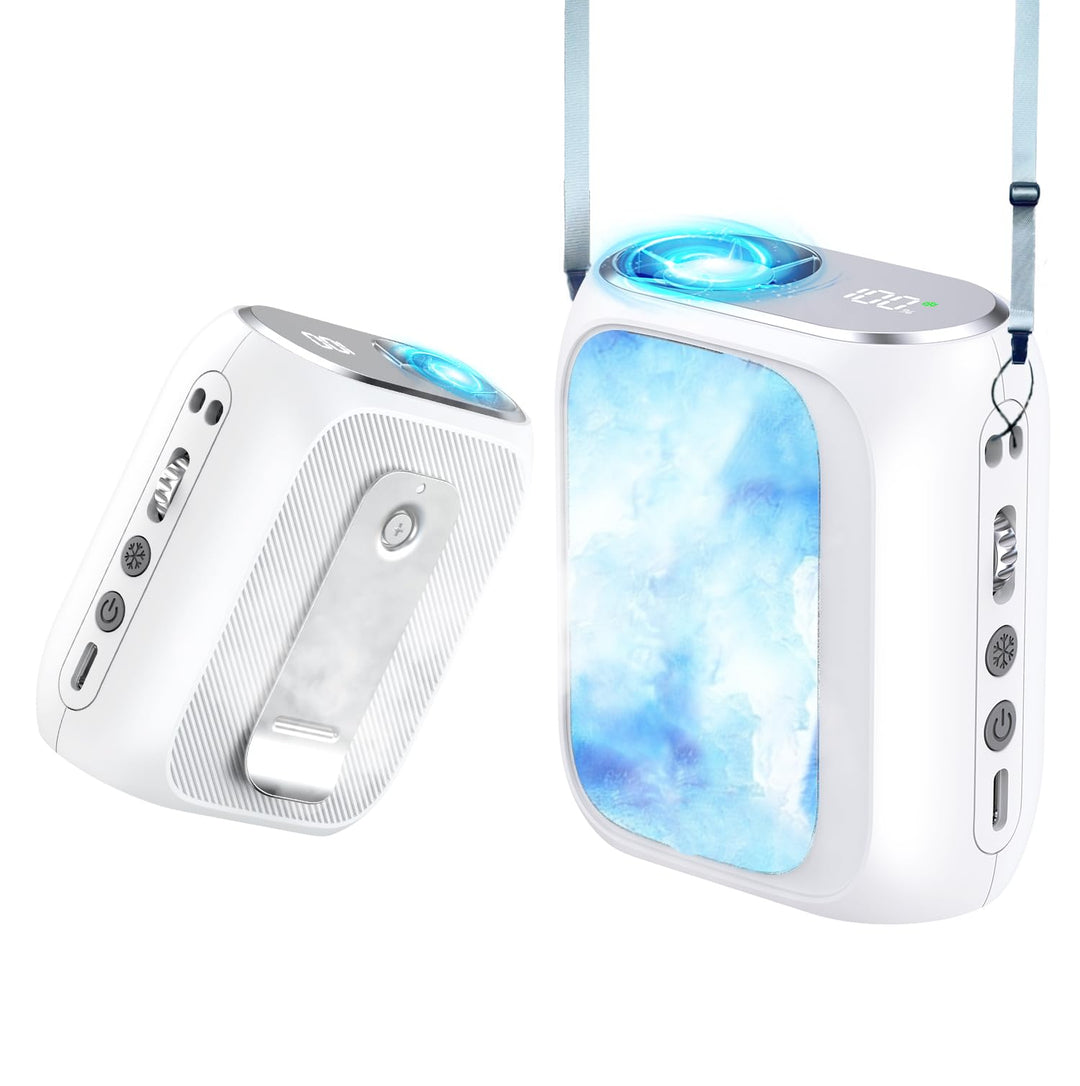 Tragbarer Clip Ventilator mit Eiskühlplatte, Nackenventilator Shirt Gürtel Ventilator Hals für Unter