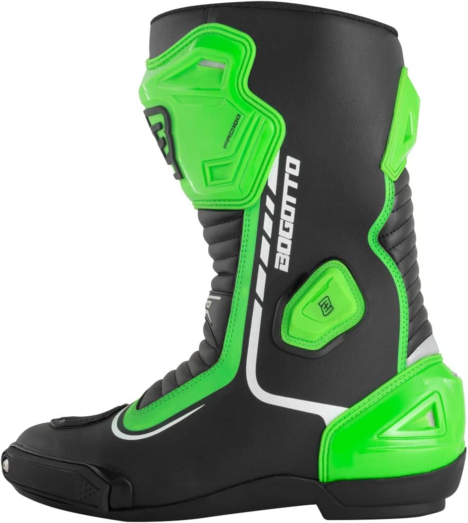 Bogotto Race-X Motorrad Stiefel, schwarz/grün, 47 47 EU Schwarz Grün, 47 EU Schwarz Grün