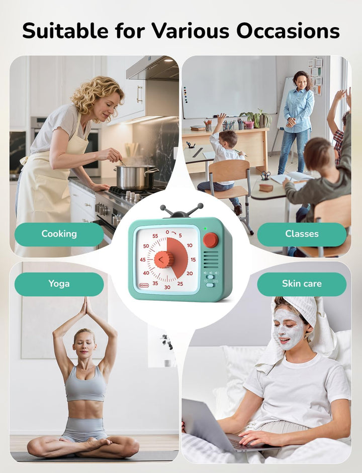 LIORQUE Visueller Timer Kinder mit Pausenfunktion 60 Min. Countdown Timer Weiss+grün, Weiss+grün