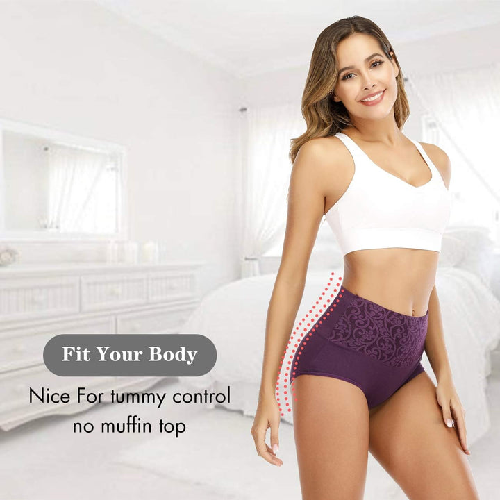 Senllori Damen Unterwäsche, hohe Taille, Baumwolle, Bauchkontrolle, weiche volle Abdeckung Multipack