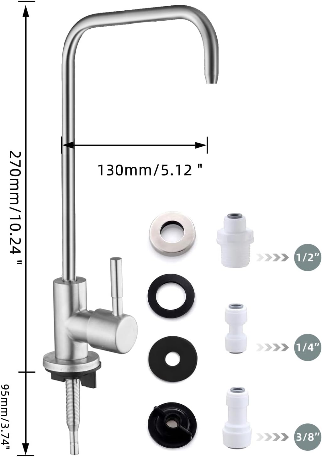 Trinkwasserhahn, bleifreier Wasserfilter-Wasserhahn,Umkehrosmose-Wasserhahn für Küchenspüle, gebürst
