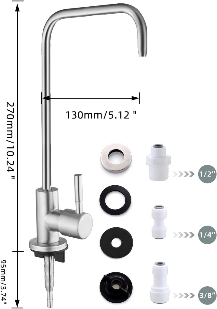 Trinkwasserhahn, bleifreier Wasserfilter-Wasserhahn,Umkehrosmose-Wasserhahn für Küchenspüle, gebürst