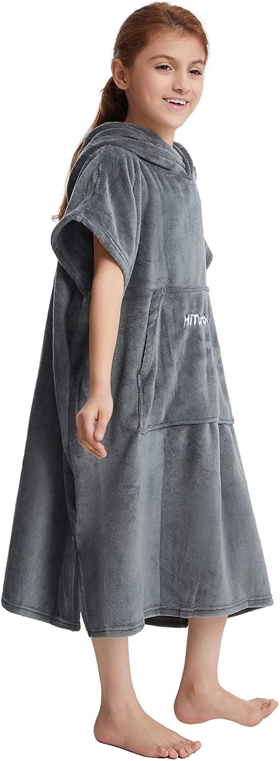 Hiturbo Kinder Wickelmantel, Handtuch Poncho Bademantel Robe mit Kapuze, für Strand, Schwimmen, Surf