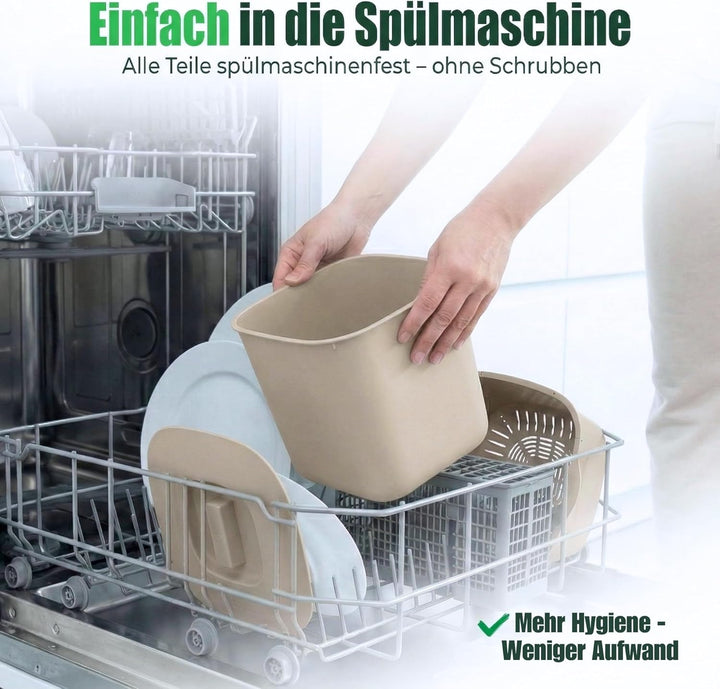 YourCasa® Biomülleimer Küche - 7L - Komposteimer für alltäglichen Biomüll Behälter - Spülmaschinenfe