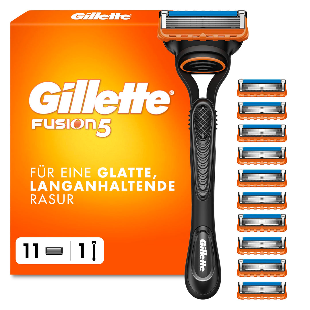 Gillette Fusion5  Rasierer für Männer, ein Gillette Rasierer, 11 Ersatzklingen, mit Gleitstreifen fü