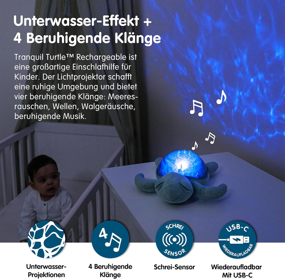 Cloud b Ocean Projektor Nachtlicht mit 2 weissen Geräuschen und 2 Soothing-Sounds, wiederaufladbar,