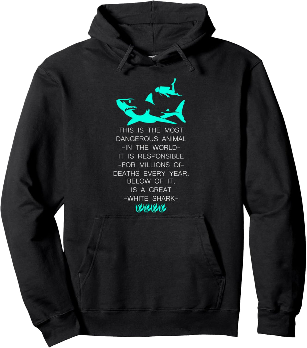 Scuba Diving Hai Fische Gefährlich Tauchen Lächeln Glück Pullover Hoodie