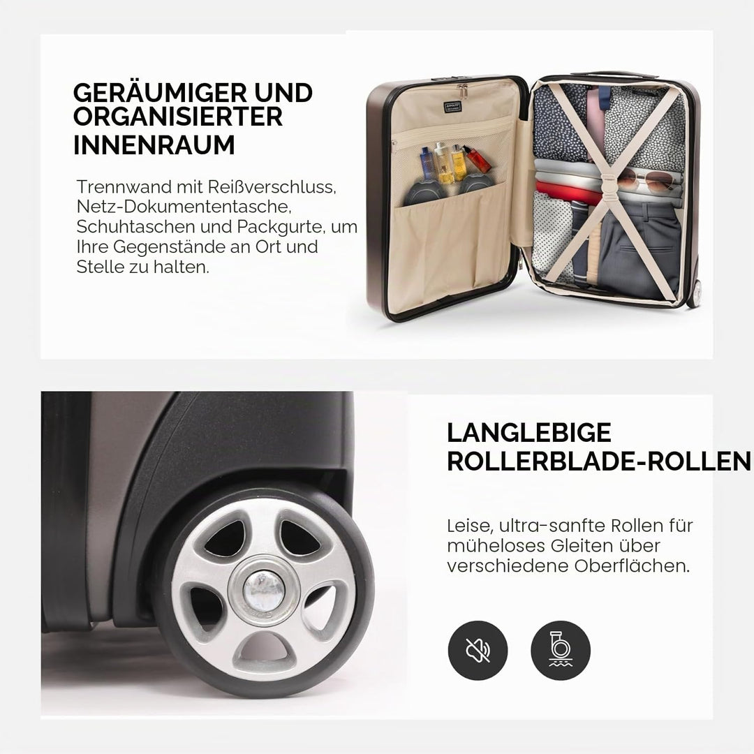 Aerolite Ryanair Reisekoffer mit 2 Rädern, maximale Zulassung, 40 l, Hartschale, 55 x 40 x 20 cm, au