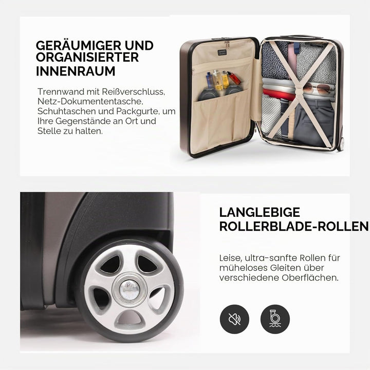 Aerolite Ryanair Reisekoffer mit 2 Rädern, maximale Zulassung, 40 l, Hartschale, 55 x 40 x 20 cm, au
