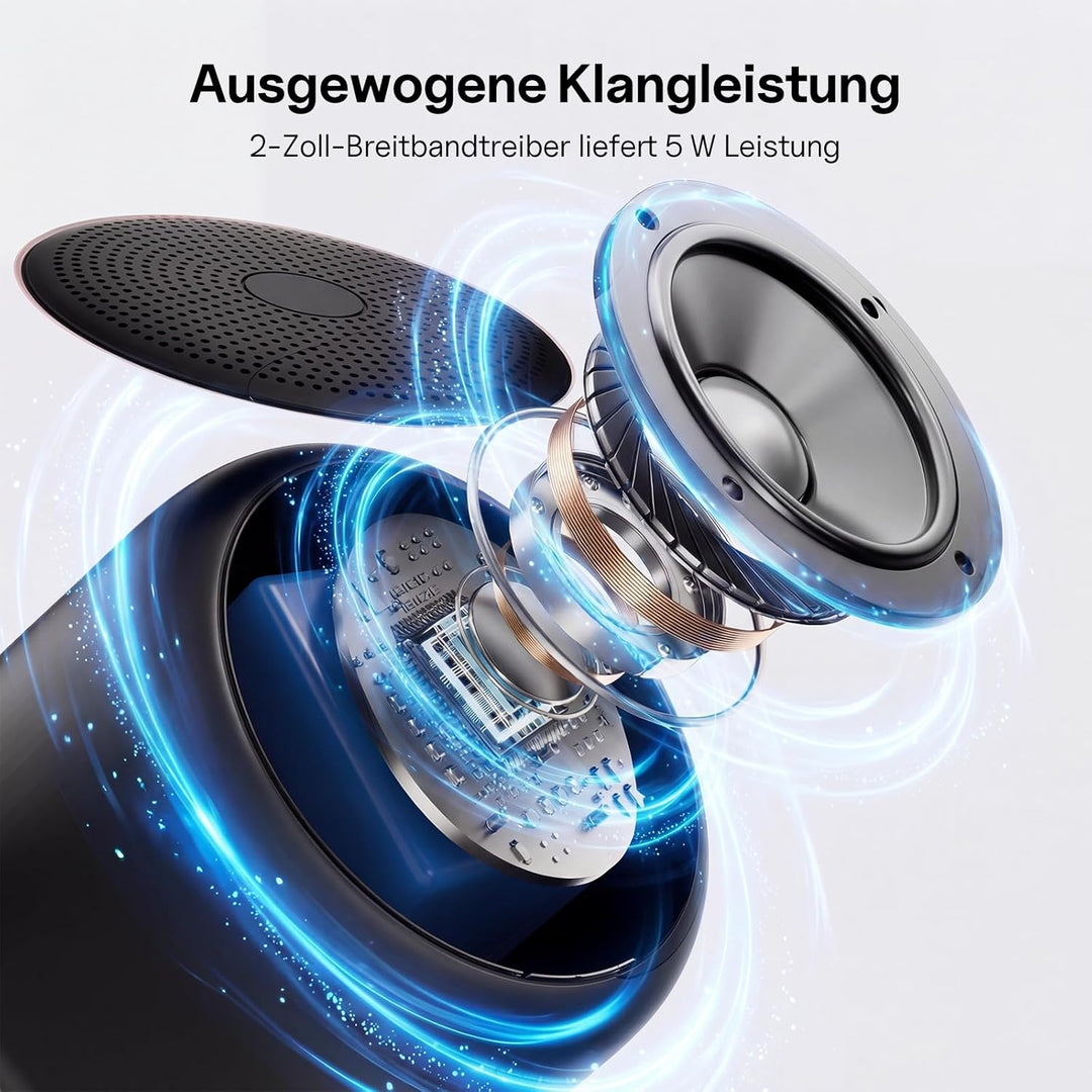 Bobtot Tragbarer Bluetooth-Lautsprecher, kabelloser wasserdichter Lautsprecher mit lautem Stereo-Sou