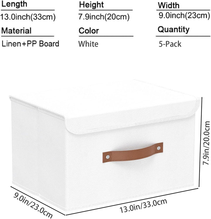 Yawinhe 5 Stück Aufbewahrungsbox mit Deckel, Faltbare Stoffboxen, Waschbare, für Schlafzimmer, Kleid
