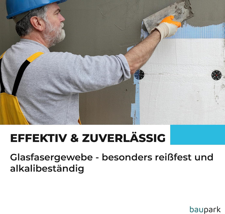 Baupark24 - Armierungsgewebe Innen &amp; Aussen 1m x 50m - Flächengewicht 165 g/m² - Putzgewebe Weiss -