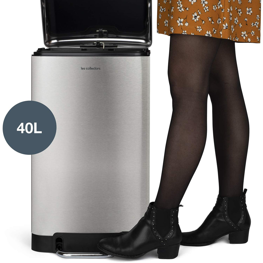 Les Collectors Tret-Mülleimer N°875 / Edelstahl/Silber, 40 L/rechteckig und praktisch, Metall, Silbe