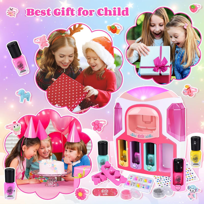 FORMIZON Kinder Nagellack Set für Mädchen, Nagellack Kinder Set mit 2 in 1 Nageltrockner, Nagellack,