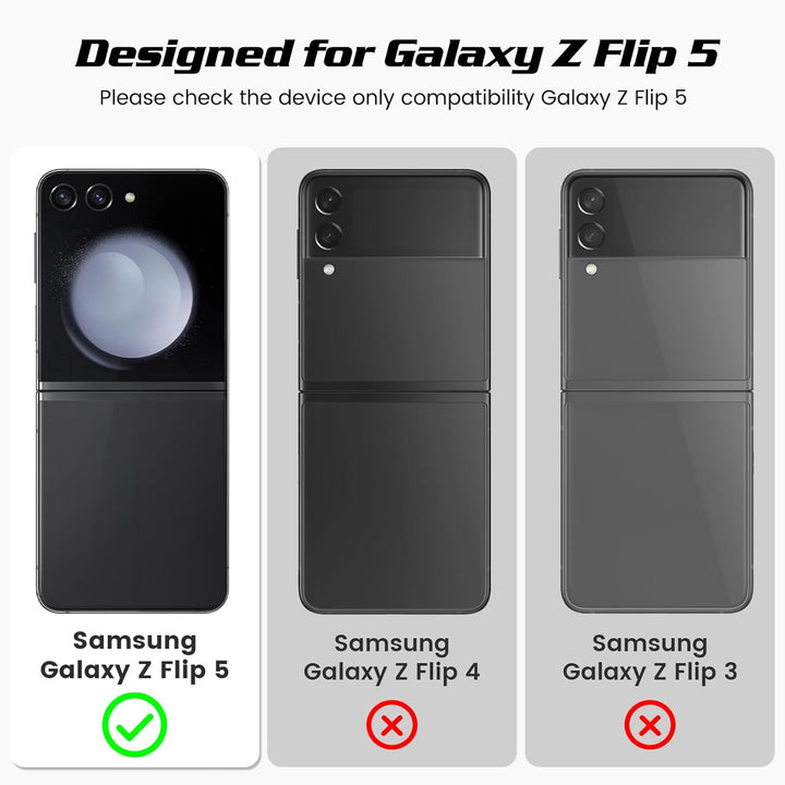 Doeshine for Samsung Galaxy Z Flip 5 Hülle mit Scharnierschutz & Displayschutzfolie, Rutschfester Te