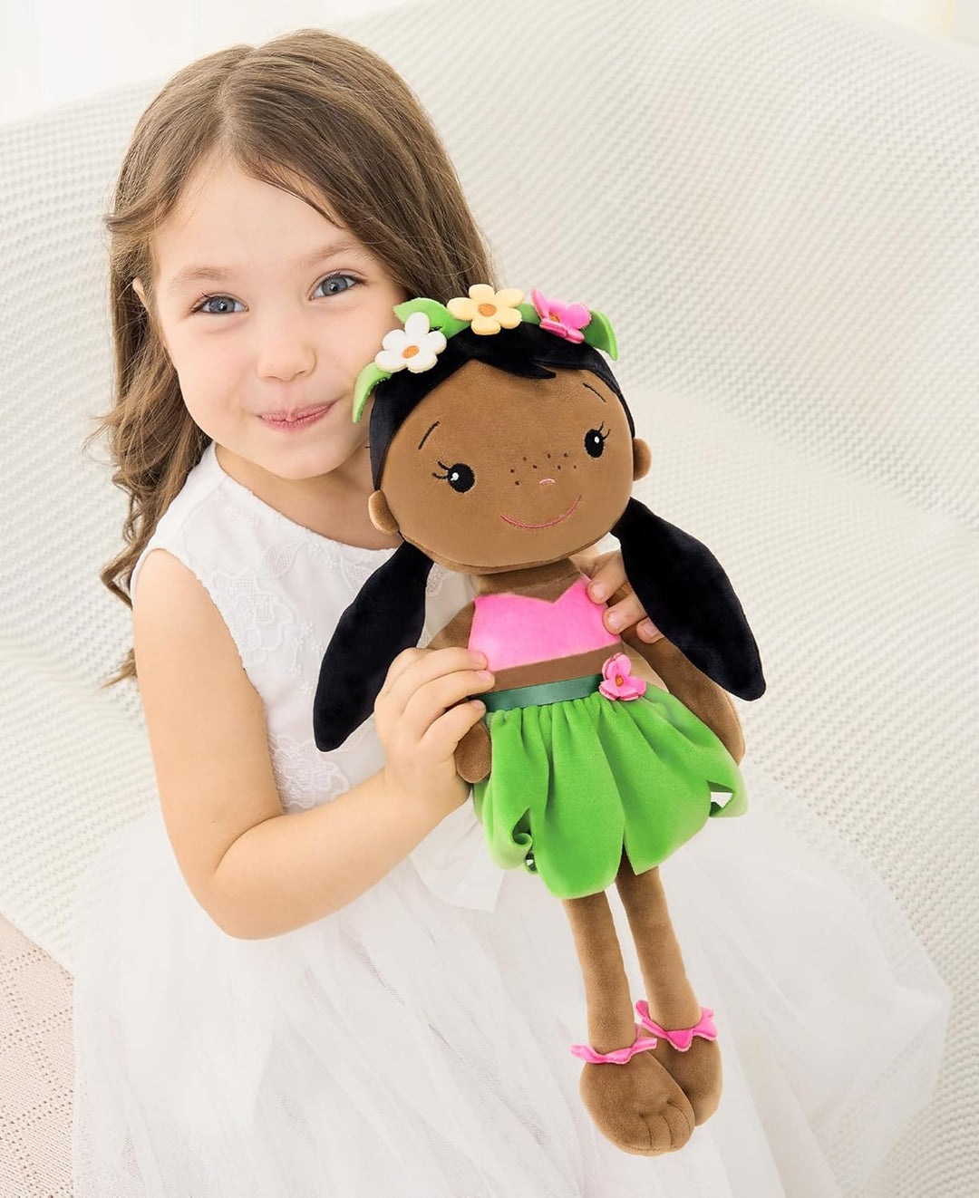 GAGAKU Weiche Stoffpuppe 40cm Schutzengel Puppen, Taufgeschenk für Baby Mädchen Kuscheltier Glücksbr