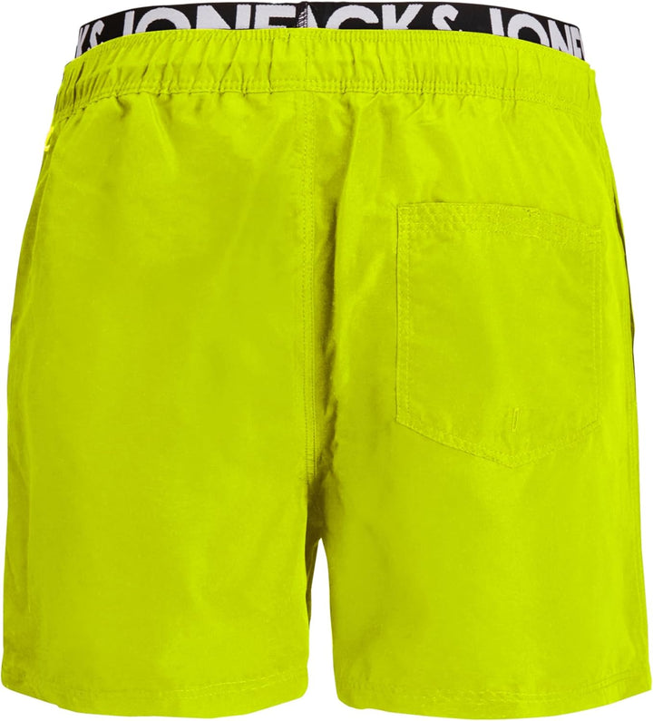 JACK &amp; JONES Herren Badehose Badeshort SPLICELOGO S M L XL XXL Schwarz Rot Orang S Gelb (Safety Yell
