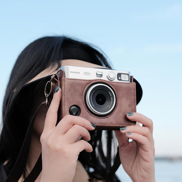 Rieibi Mini EVO Kameratasche, Retro PU Leder Hülle Schutzhülle für Fujifilm Fuji Instax Mini EVO Sof