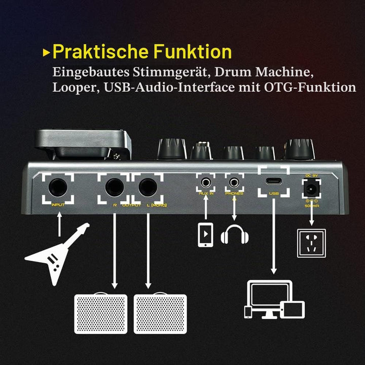 SONICAKE Gitarren Effektpedal Multi-Effekte Prozessor mit Expression Pedal 140 integrierte Effekte 1