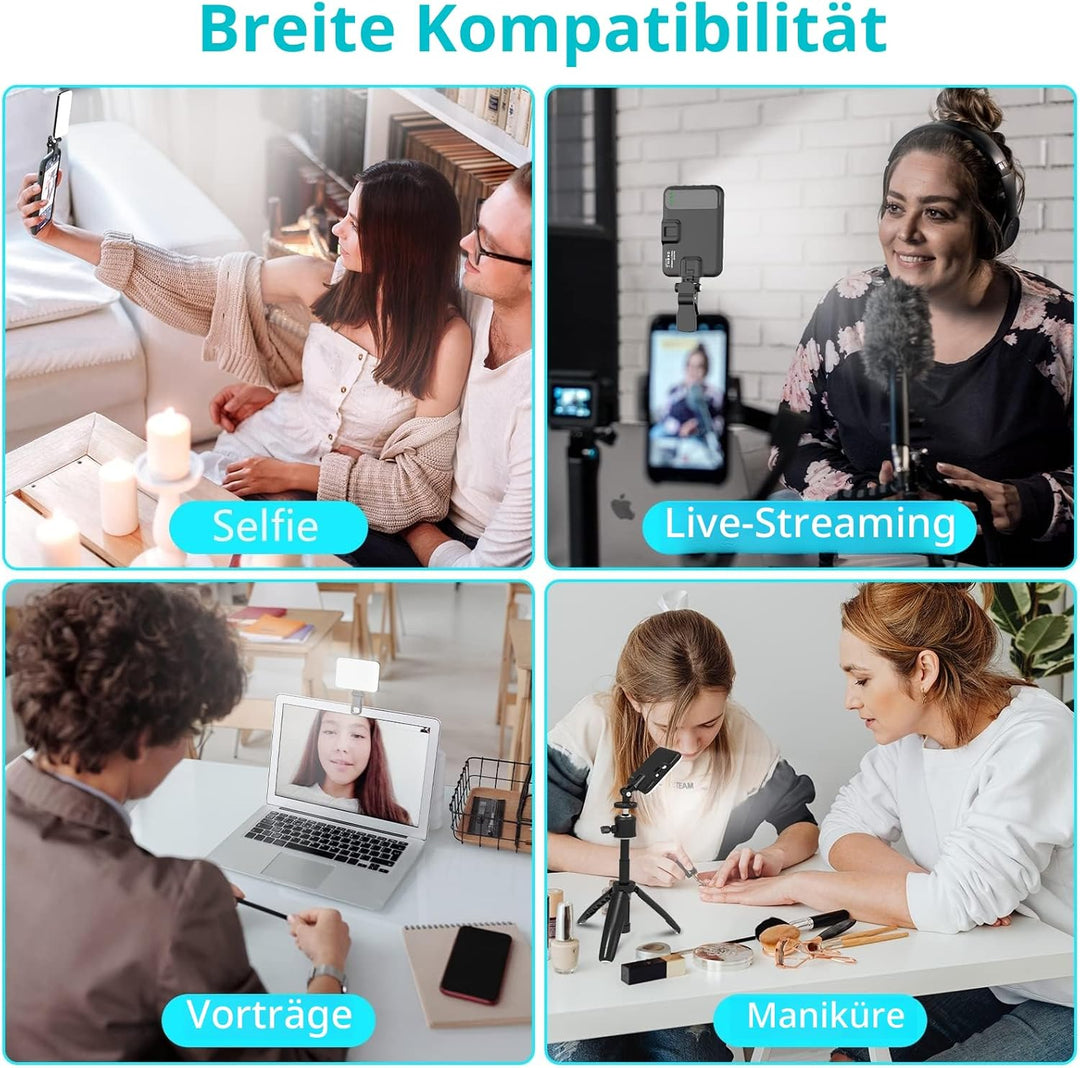 Selfie-Licht, 60 LED 2200mAh wiederaufladbares Handy-Fülllicht 7 Modi, 10-stufige Helligkeit, tragba