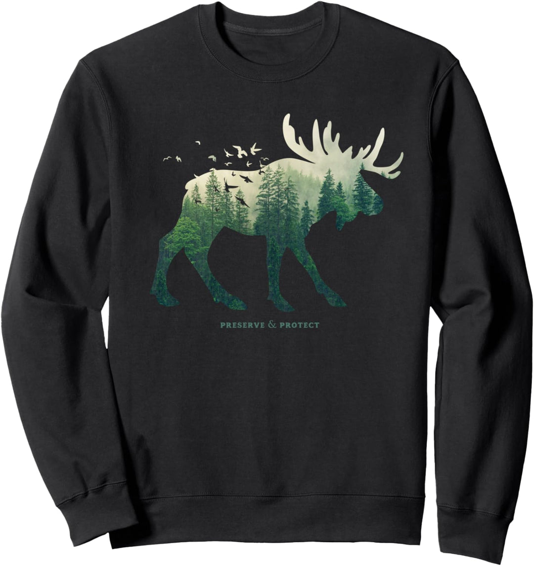 Preserve & Protect Umweltschutz Klimaschutz Elch Silhouette Sweatshirt