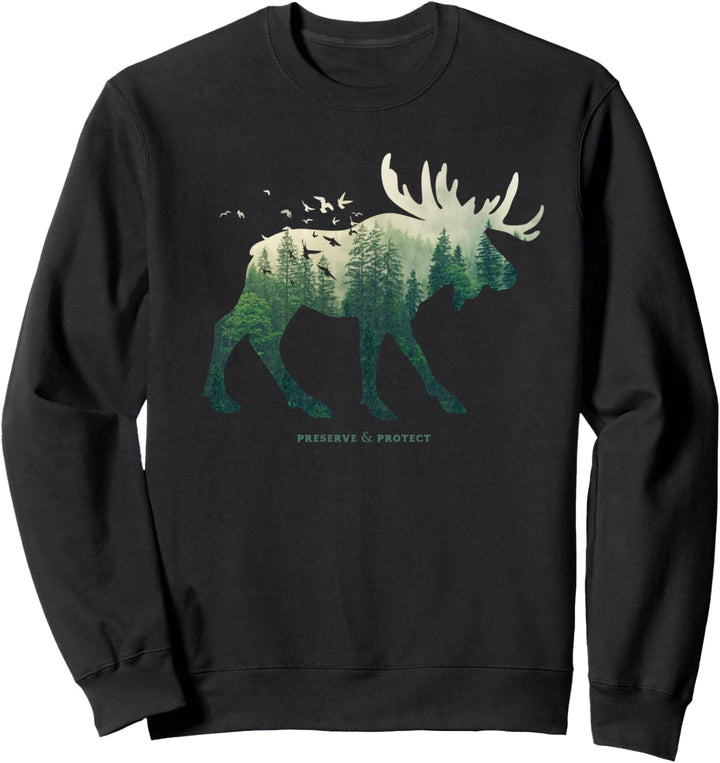 Preserve & Protect Umweltschutz Klimaschutz Elch Silhouette Sweatshirt