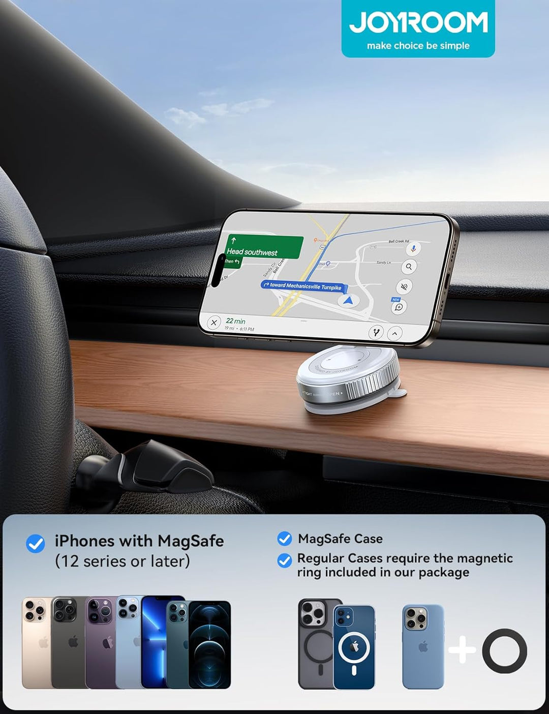 JOYROOM Vakuum Handyhalterung Auto Magsafe–2025 Magsafe Autohalterung [24 XN55 Magneten & Stärkster