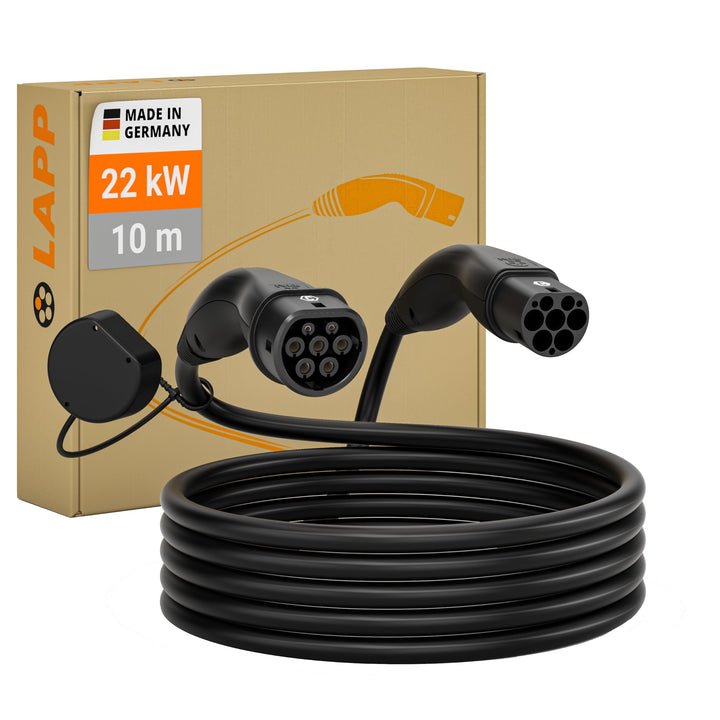 LAPP Mobility Typ 2 Ladekabel 22 KW/Glatt / 32 A / 3-Phasig/E-Auto Ladekabel/Mode 3 / 10m 10 Meter S