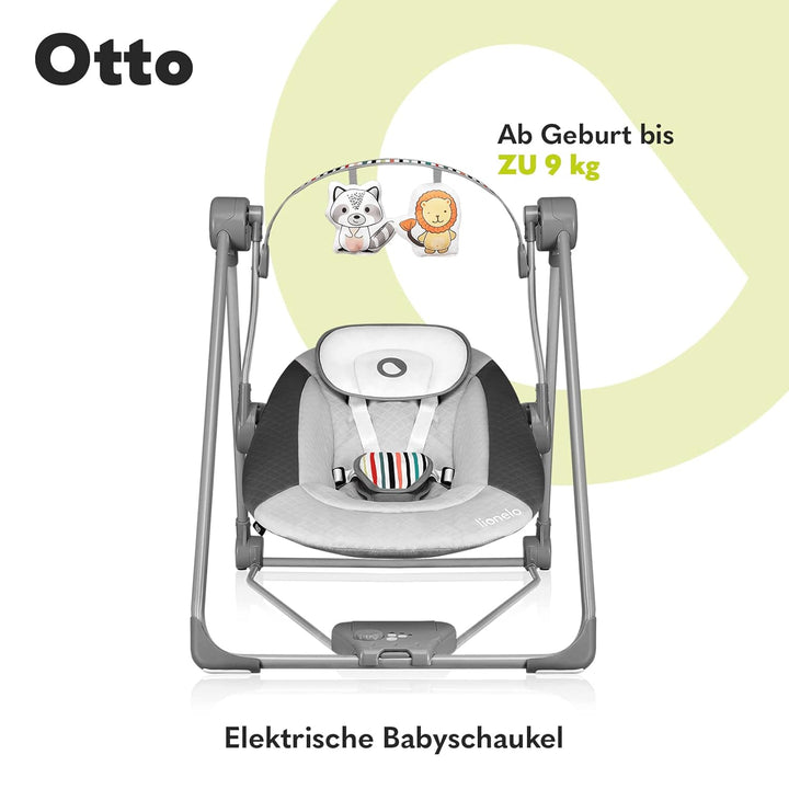 LIONELO Otto Baby Wippe, Baby Schaukel, Spielbogen mit interaktiven Spielzeugen, 5 Schaukel Geschwin