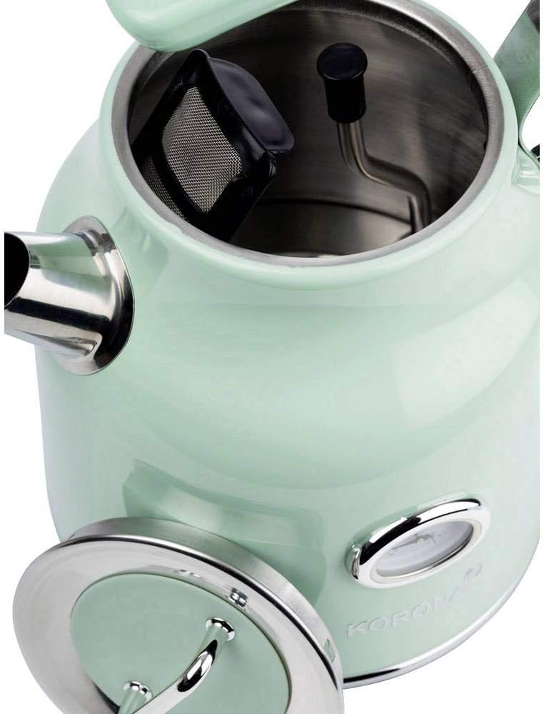 Korona 20665 Elektrischer Wasserkocher | Mint | 1,7 Liter | 2.200 Watt | Kalkfilter | Dampf-Stopp |