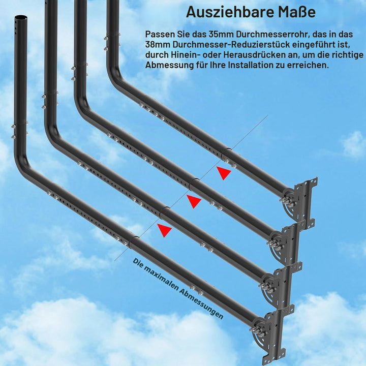 Verstellbare Antennen-Wandhalterung mit 90-Grad-Ellenbogen, Verlängerungsrohr und Befestigungsmutter
