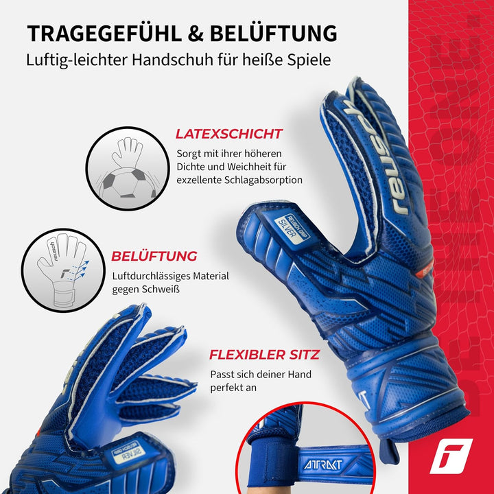 Reusch Unisex Jugend Attrakt Silver Junior Torwarthandschuh 4 Deep Blue / Deep Blue, 4 Deep Blue / D