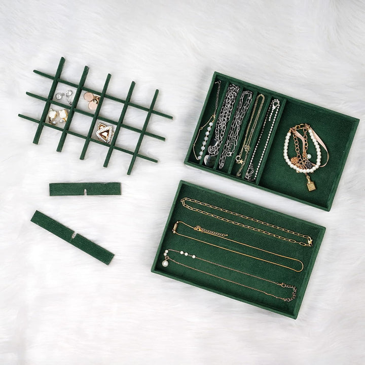 ProCase Schmucktablett Organizer mit 4 Schmuckschalen, Stapelbar Schmuck Schublade Organizer, Schmuc