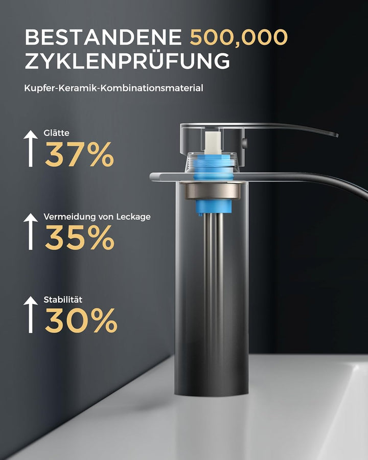 Wasserfall-Badezimmerarmaturen Rund Einlochmontage, mit Auslaufhöhe 110 MM Einhand-Waschtischarmatur