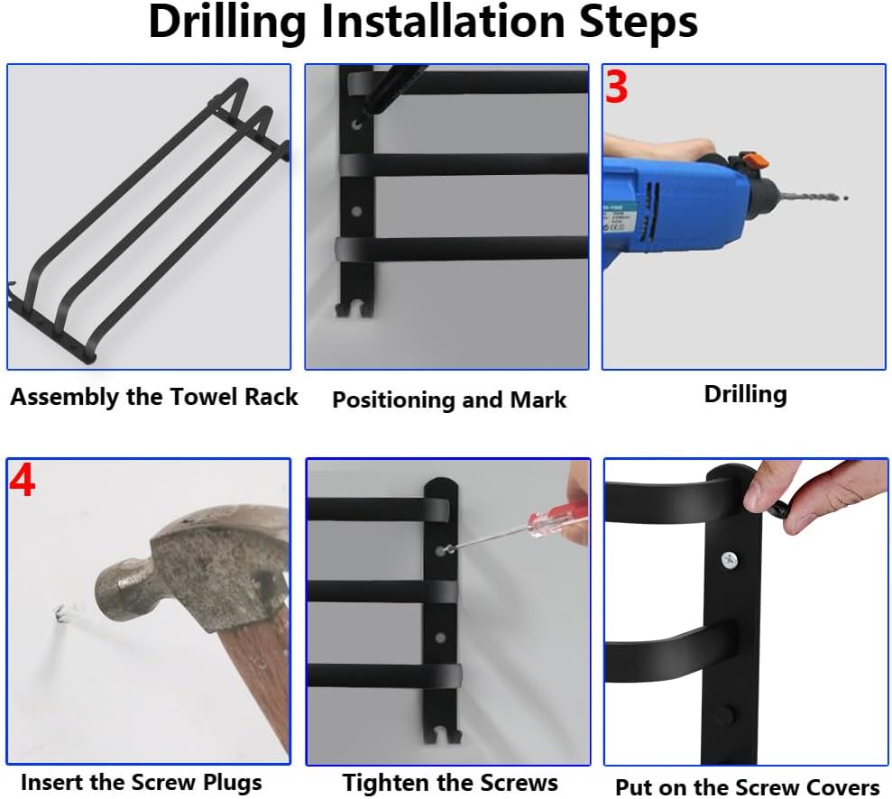 HONPHIER Handtuchhalter Bad 3 Tier Handtuchstange Badezimmer Aluminium Wand-handtuchhalter Handtuchh