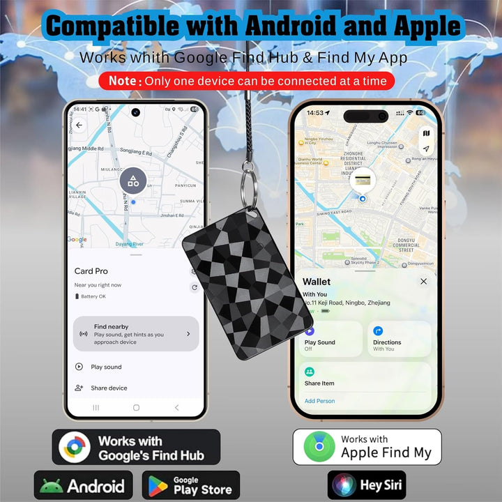 Reyke Wallet Tracker Card – Slim Bluetooth Tracker Karte für Android & iOS, kompatibel mit Apple Fin