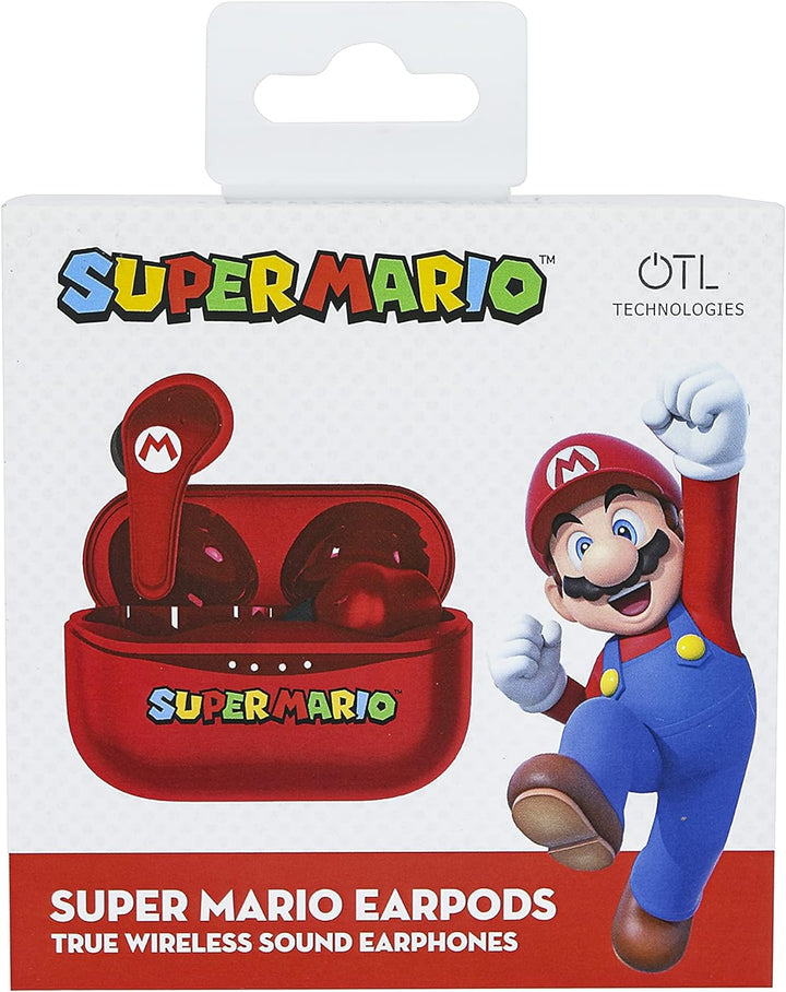 OTL Technologies Super Mario Kopfhörer, kabellos, Bluetooth V5.3, mit Ladebox, Rot Super Mario TWS E