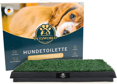 PETSWORLD Hundetoilette mit Kunstrasen | Ideales Training für Welpen | Auffangschale für leichte Rei