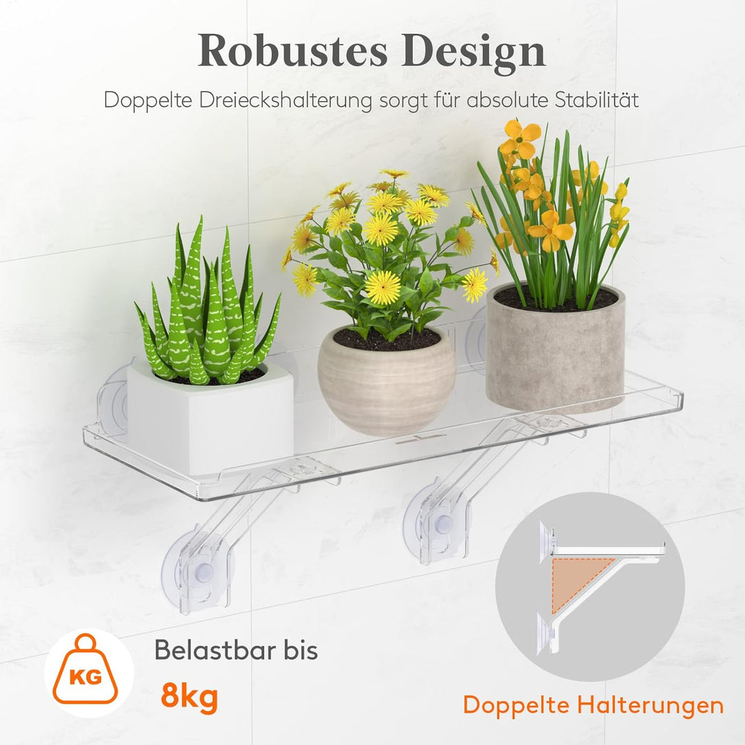 Lifewit 2 Stück Fenster Pflanzenregal ohne Bohren, Kunststoff Fensterregale für Pflanzen trag. 8KG,