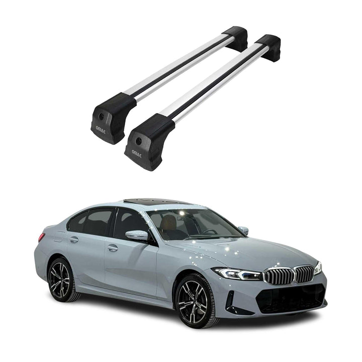 Dachträger Gepäckträger kompatibel mit BMW 4er G26 Gran Coupe 2020-2023 Aluminium Silber 2X
