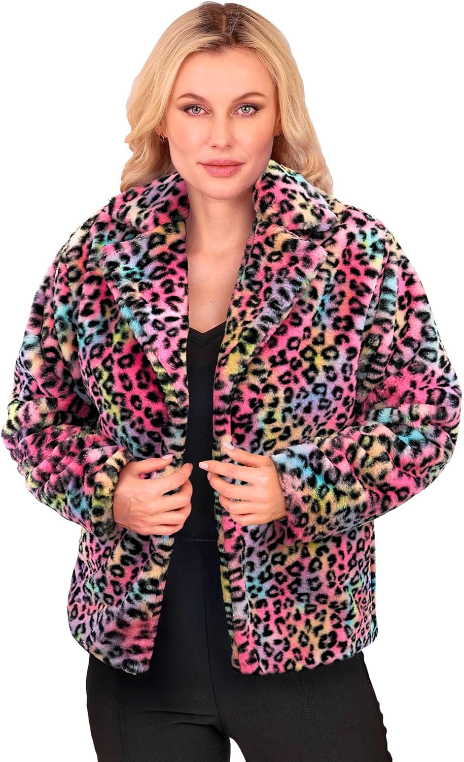 W WIDMANN MILANO Party Fashion - Damen Kunstfell-Jacke, flauschiger Pelz, Plüschjacke, Kostüm, Party