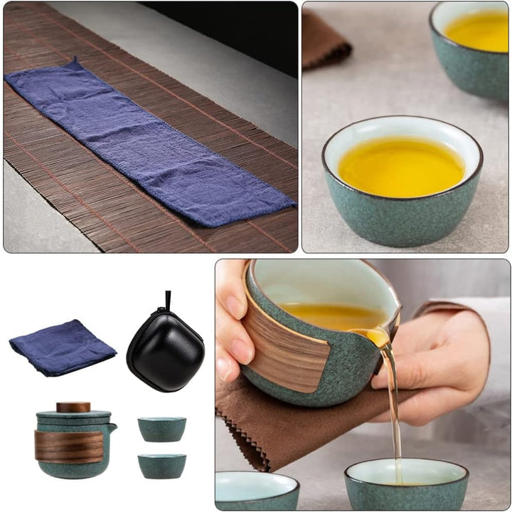 Angoily Chinesische Kung Fu Tee Set Tragbare Reise Tee Set Keramik Porzellan Teekanne Set für Reise