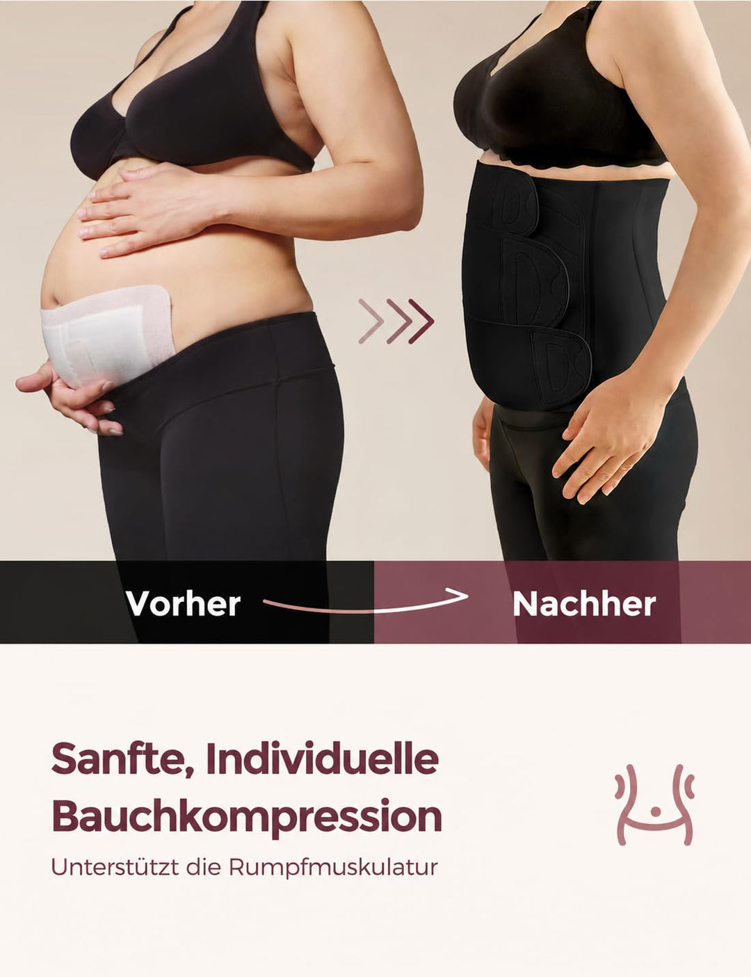 Momcozy Ergowrap Bauchgurt nach Geburt, 3D-Kompression & Rückenstütze für Kaiserschnitt-Rückbildung,