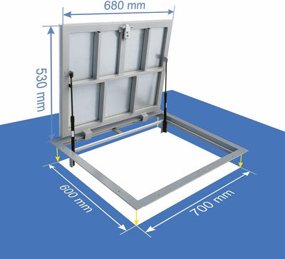 Schachtabdeckung 600 x 700 mm (P) - Seitenscharniere,Für alle Arten von Oberflächen: Fliesen, Lamina