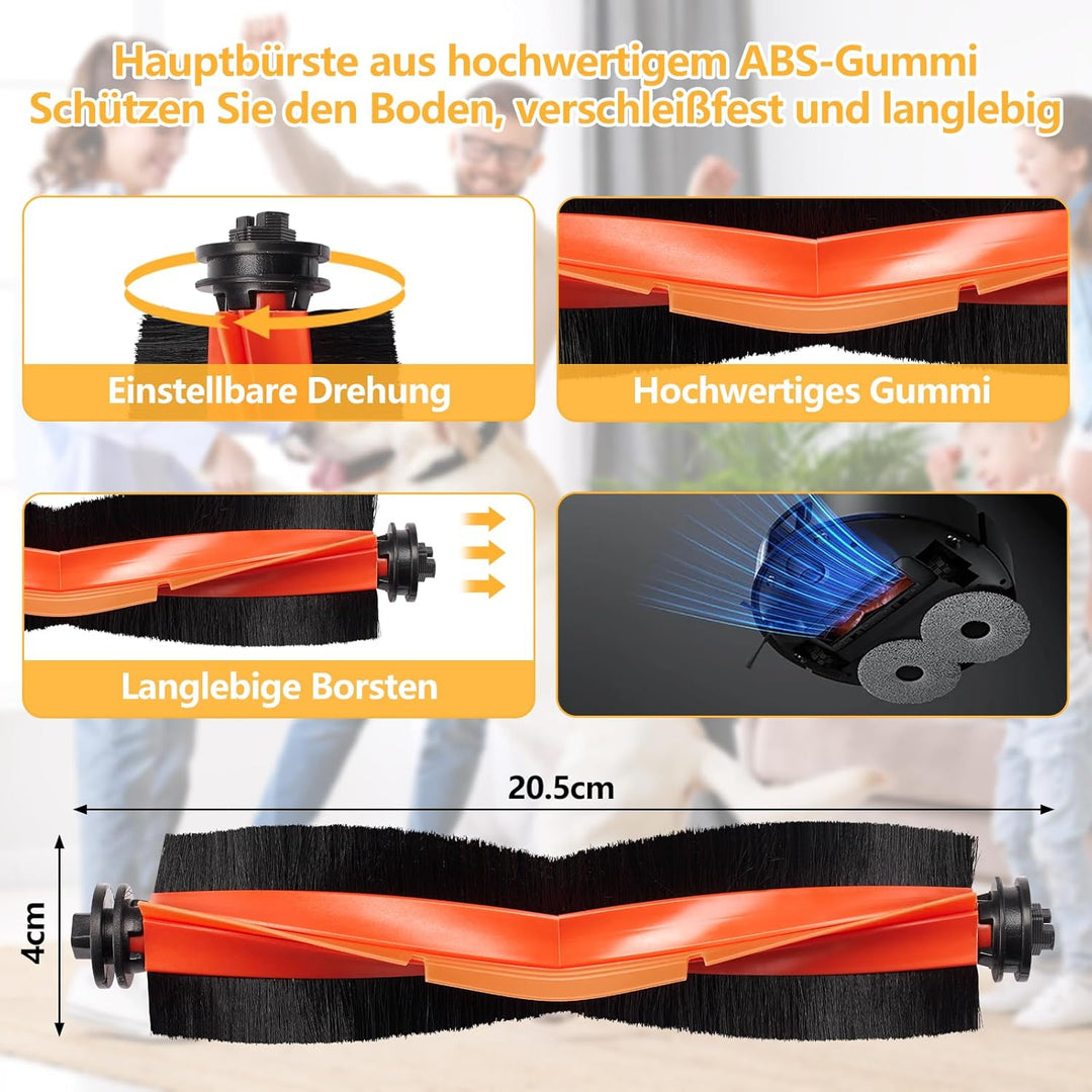 25 Stück Zubehör für Xiaomi X20 Max / X20 Pro Saugroboter, 6 Staubbeutel 6 Wischpad 2 Hauptbürste 6